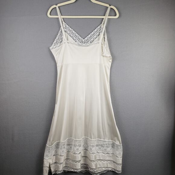Vintage 40 Lace Trim Lingerie Slip Dress White Y2K Sabrina Carpenter Angelcore - Picture 6 of 10